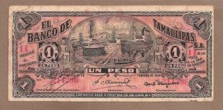 Mexico: 1 Peso Banknote,  (f/vf),  P - S436,  15.  02.  1914,