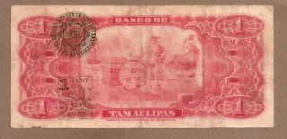 MEXICO: 1 Peso Banknote,  (F/VF),  P - S436,  15.  02.  1914, 2