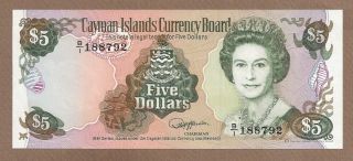 Cayman Islands: 5 Dollars Banknote,  (unc),  P - 12a,  1991,