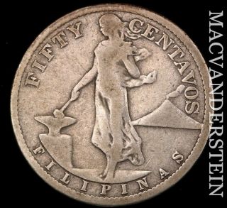 Philippines (u.  S.  A. ) : 1907 Fifty Centavos - Silver Scarce Nr830