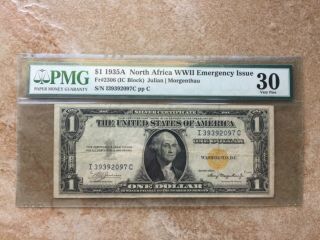 1935a Ww2 $1 Silver Cert Emergency Issue Pmg Certified V - F 30 Yellow Seal Money