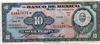 Mexico: 10 Pesos 14.  8.  1946
