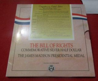 1993 - W Bill Of Rights Unc Commemorative Silver Half Dollar & Medal Mf - 2789