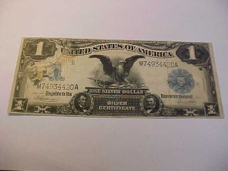 1899 $1 Large Silver Certificate United States Black Eagle Repaired / Taped