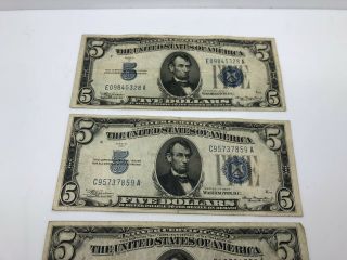 (4) Series of 1934 $5 Five Dollar Silver Certificate Blue Circulated Notes 4