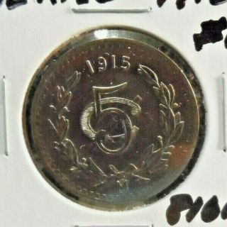 Circulated 1915 5 Centavos Mexican Coin (81619) 1.  Domestic