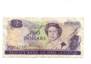 Bank Of Zealand 2 Dollars 1981 - 1985 Vg