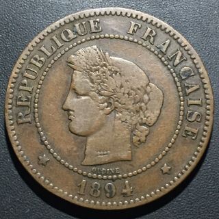 Old Foreign World Coin: 1894 - A France 5 Centimes