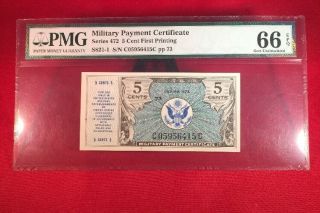 Military Payment Certificate Series 472 5 Cent Pmg 66 Epq First Printing