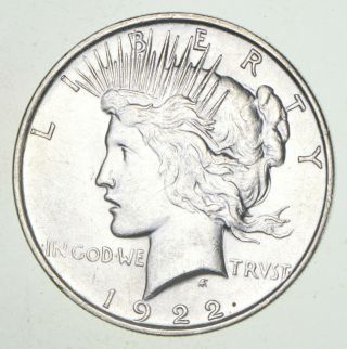 Choice Au/unc 1922 - D Peace Silver Dollar - 90 Silver 401