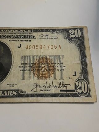 1929 $20.  Federal Reserve Bank of Kansas City Missouri note circulated ungraded 4