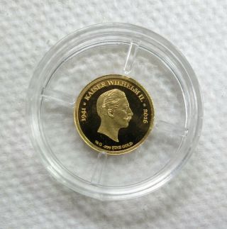 2016 Republique Du Congo 100 Francs Kaiser Wilhelm Ii 1/2 G.  999 Gold