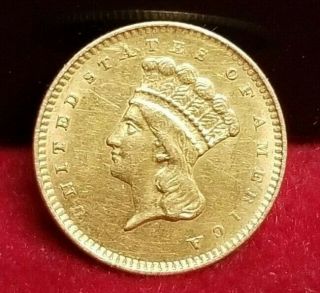 1856 Gold $1 Type 3 Slanted " 5 "