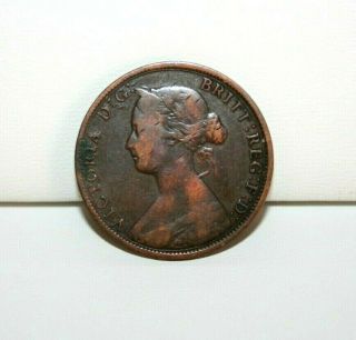 1864 Nova Scotia Large One Cent Coin Km 8.  2