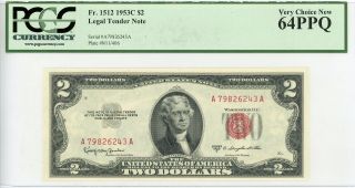 1953 - C Fr.  1512 $2 United States Legal Tender Note - Pcgs Ch.  Cu 64 Ppq