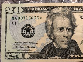 2013 $20 Twenty Dollar Bill Star ✯ Note Boston,  Ma Federal Reserve Ma 03716066 ✯