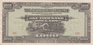 1000 Dollars Very Fine Banknote From Japanese Occupied Malaya 1945 Pick - M10b
