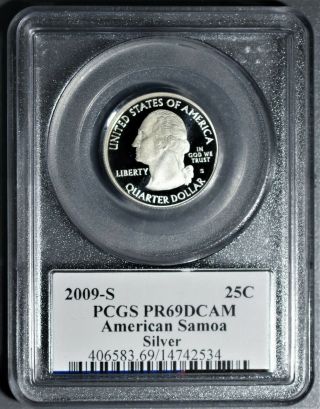 2009 - S Silver Proof American Samoa Quarter,  Pcgs Certified Pr69dcam Lo56