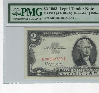 LOW SERIAL Fr 1513 1963 $2 UNITED STATES NOTE PMG Graded 67 GEM UNC EPQ 3