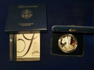2007 - W Proof Silver American Eagle $1 Dollar Coin W/box &