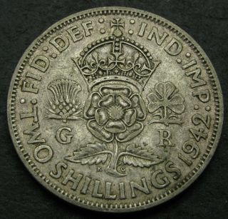 Great Britain 1 Florin (two Shillings) 1942 - Silver - George Vi.  - Vf - 2803