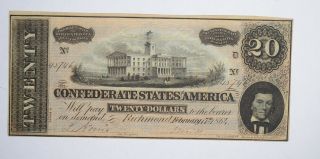 Civil War 1864 $20.  00 Confederate States Horse Blanket Note 715