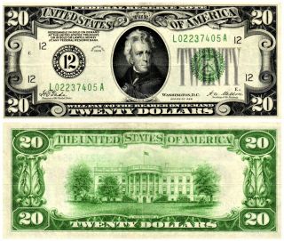 1928 $20 Sm Size U S Federal Reserve Note San Francisco 12 Fr 2050 - L Circulated