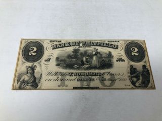 $2 Dollars 1860 Bank Of Whitfield Dalton Georgia Obsolete Banknote