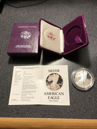 1988 - S Proof Silver American Eagle Dollar Us $1 Coin 1oz