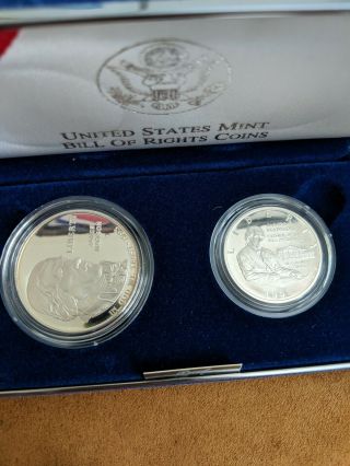 1993 US Bill of Rights Two - Coin Silver Proof Commemorative Set w/ Box, 2