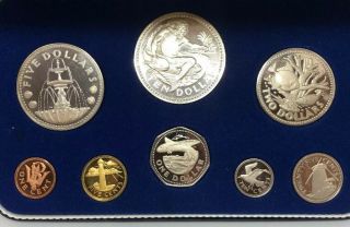 First National Coinage Of Barbados Proof Set Silver 1973 8pc Coin Franklin