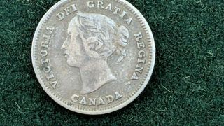 1891 Victoria Canadian 5 Cent Coin 92.  5 Silver