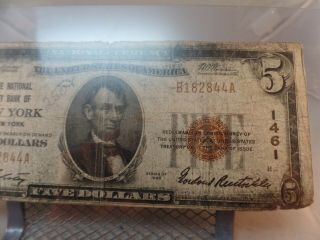 1929 $5 Dollar Note City National Bank Of YORK,  YORK 3