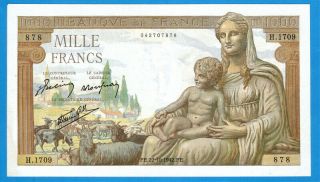 France 1000 Francs 1942 Series H1709 Rare