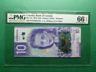 2018 Canada 10 Dollars P Bc - 77a S/n.  Ftw5601778 Pmg 66 Epq Gem Unc
