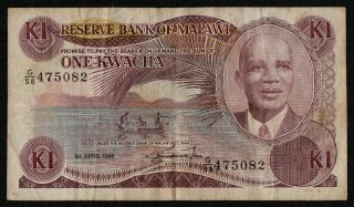 Malawi (p19b) 1 Kwacha 1988 Avf/f,