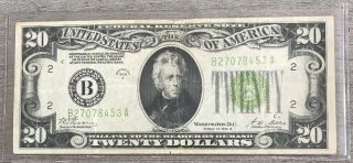 Series 1928 B $20 Twenty Dollar Federal Reserve Gold Certificate Fr 2052b Ba34