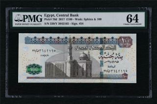2017 Egypt Central Bank 100 Pounds Pick 76d Pmg 64 Choice Unc