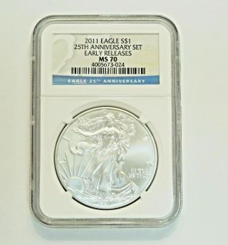 2011 Us American Silver Eagle | Ngc Ms70 | Early Release | 25th Anniversary Set
