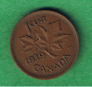 1939 George Vi Canada Canadian One Cent Penny Circulated