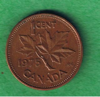 1975 Canada Canadian Elizabeth Ii One Cent Penny Coin Circulated