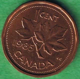 1985 Canada Canadian Elizabeth Ii One Cent Penny Coin Circulated Au