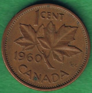 1960 Canada Canadian Elizabeth Ii One Cent Penny Coin Circulated