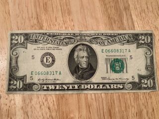 1969 (e) $20 Twenty Dollar Bill Federal Reserve Note Richmond Va Old Money