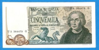 Italy 5000 Lire 1971 Series Ua364475g Rare