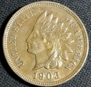 1903 Indian Head Cent.  Full Liberty With Diamonds And Bold Features.