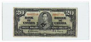 1937 $20 Dollar Banknote Bank Of Canada