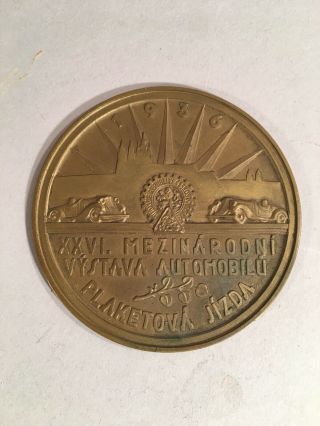 Art Deco Bronze Medallion Xxvii International Automobile Exhibition 1936 Czech