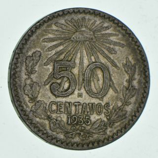 World Coin - 1935 Mexico 50 Centavos - World Silver Coin - 8.  4 Grams 682