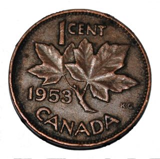 Canada 1953 Nsf 1 Cent Copper One Canadian Penny Coin